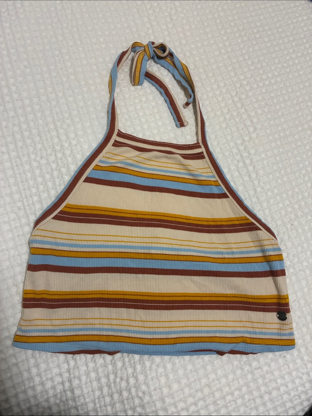 Roxy Striped Halter Crop Top